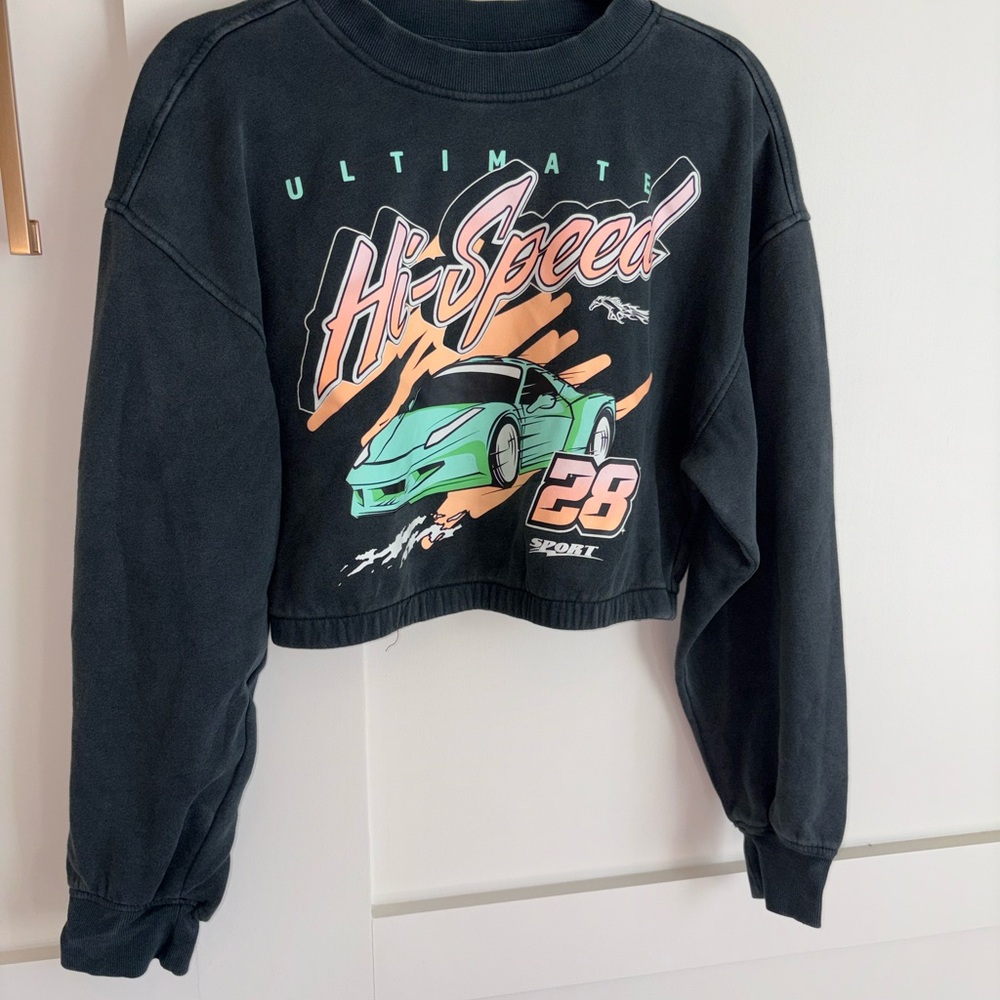 Hi-Speed Graphic Black Crop Top